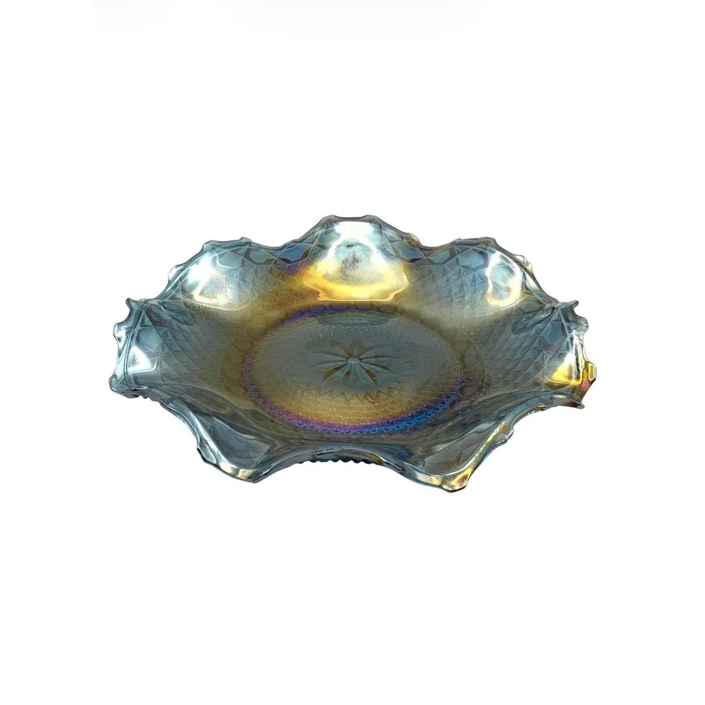 Vintage Blue Carnival Glass 10